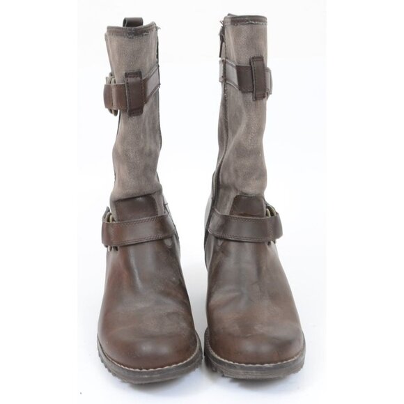 Skechers Women's 10M Brown Leather Double Harness Moto Western Cowgirl Boots - Picture 2 of 8